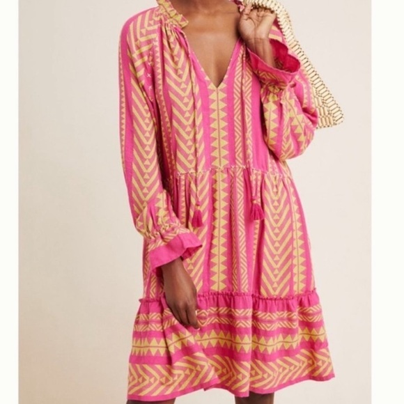 Anthropologie Dresses & Skirts - Maeve By Anthropologie Dominique Tunic Dress Pink Yellow Bright Small Petite